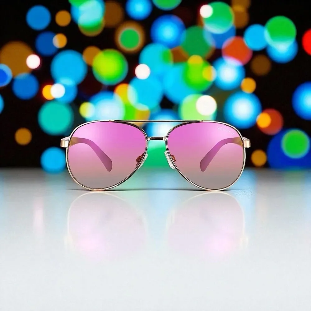 Velvet Eyewear Bonnie Aviator Sunglasses in Rose Gold Flash w/microfiber pouch